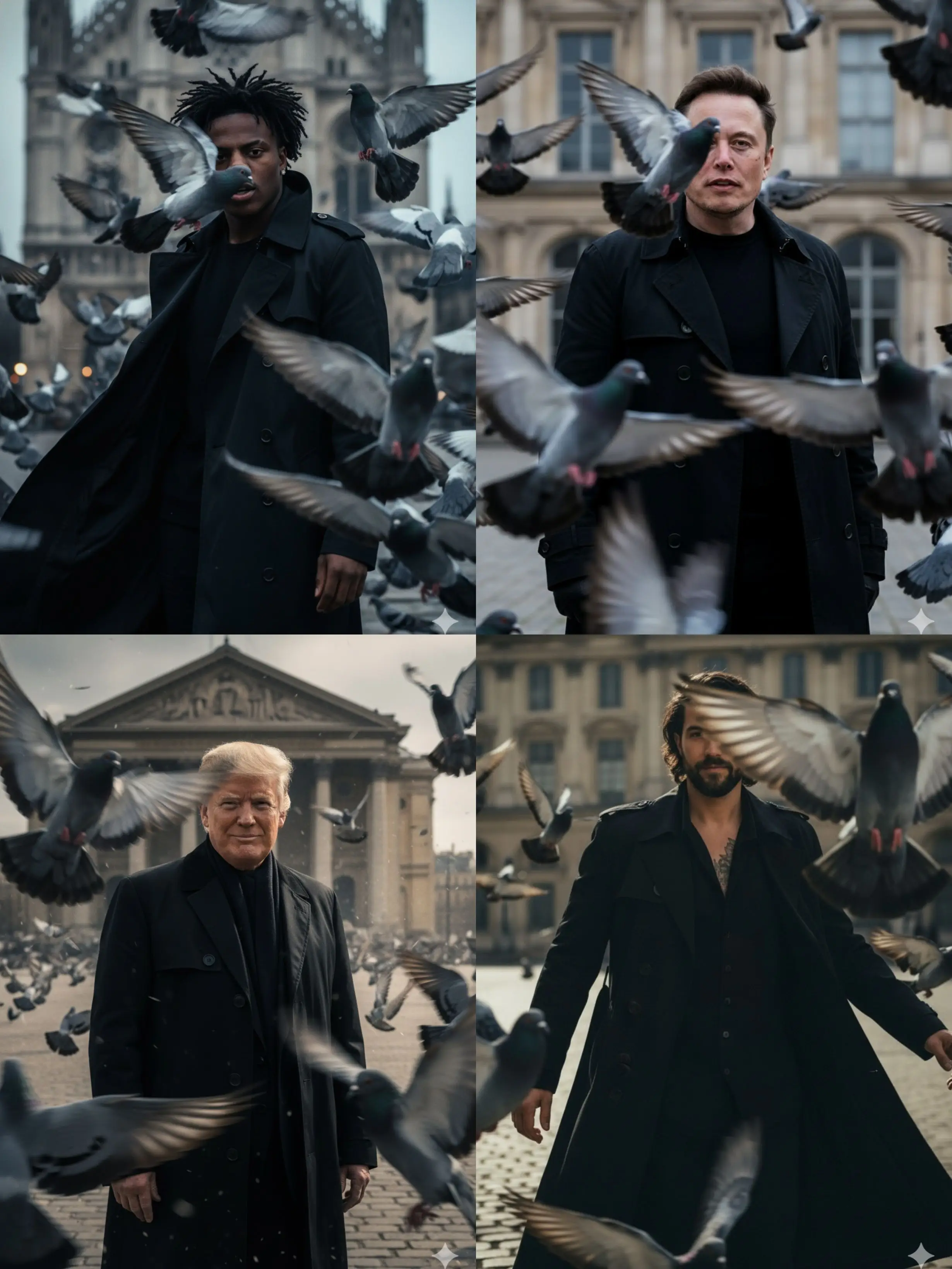 PARISIAN SHADOW ICON WITH PIGEONS